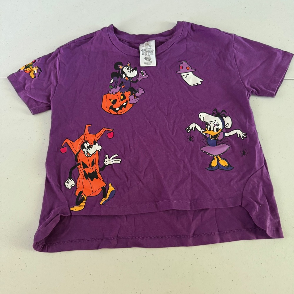 Disney Halloween Girls Size Medium Purple Mickey Minnie Daisy High Low T-Shirt